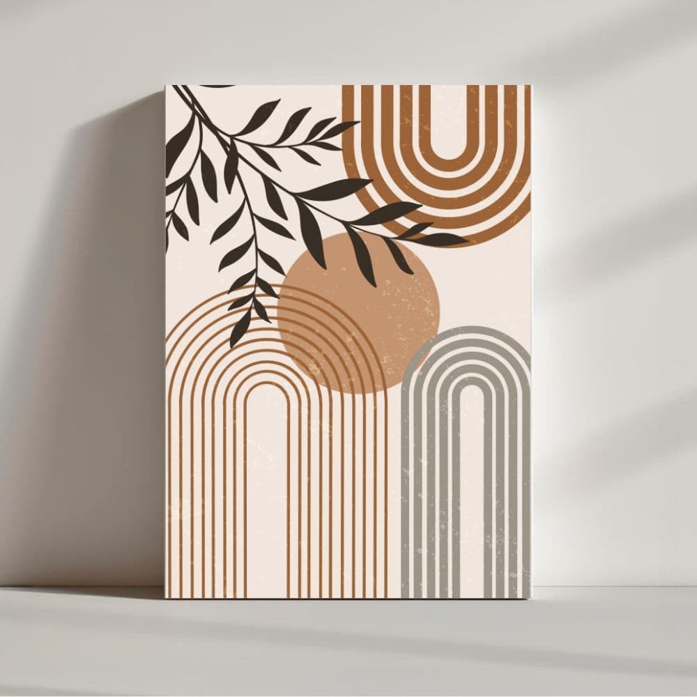 Sun Arches and Botanical Harmony – Boho Canvas Wall Art ()