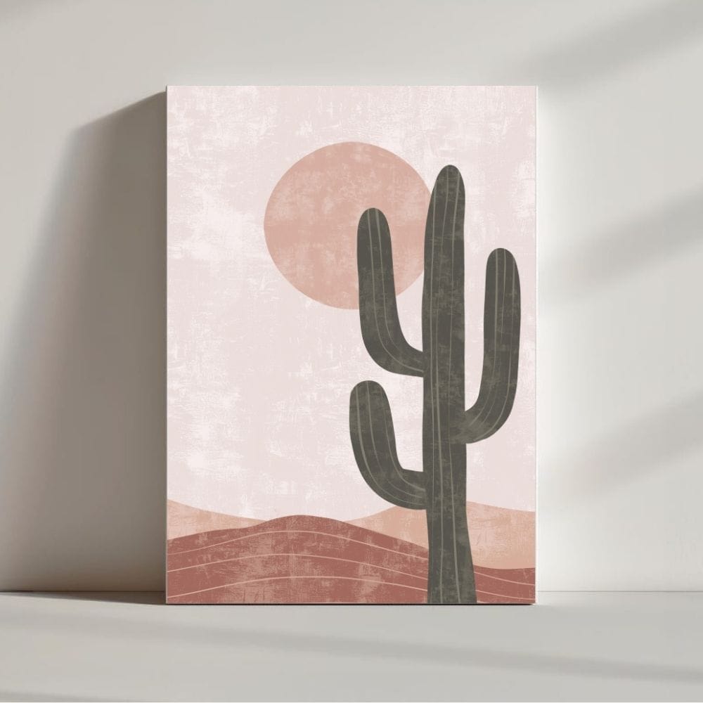 Sun Kissed Cactus Vista – Boho Canvas Wall Art ()