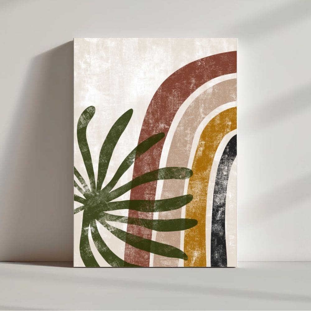 Sunburst Palms & Retro Arches – Boho Canvas Wall Art ()