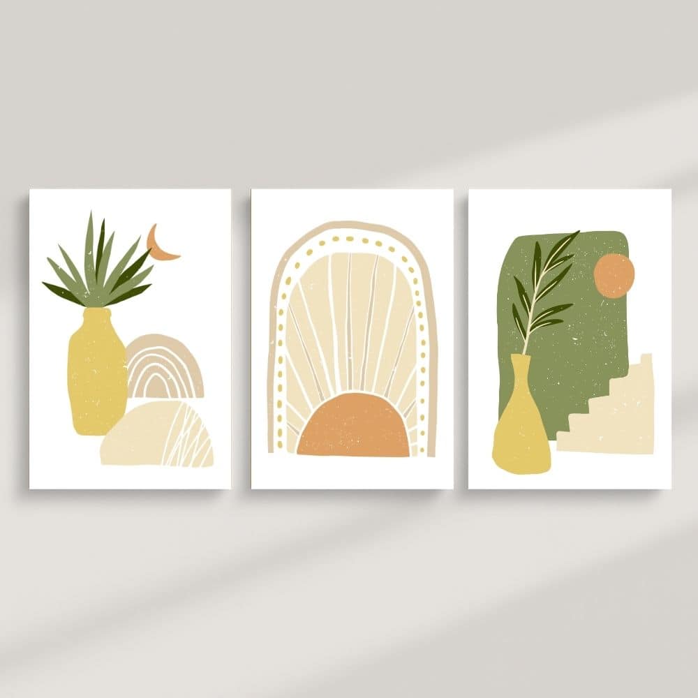 Sunlit Archways & Palms – Boho Canvas Wall Art ()