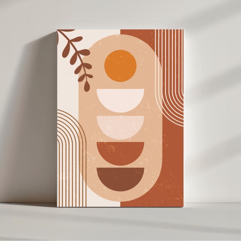 Sunrise Harmony & Abstract Balance – Boho Canvas Wall Art ()