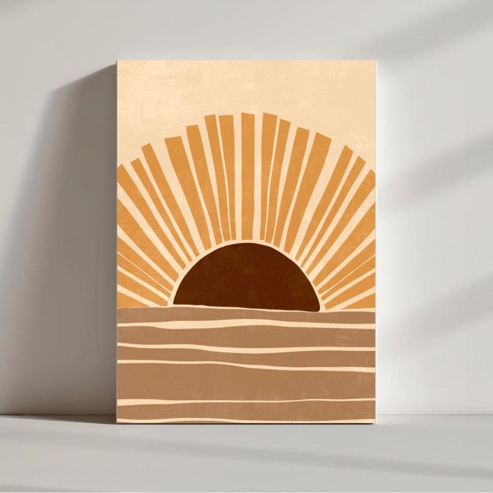 Sunrise Horizon – Minimalist Boho Sunrise Canvas Wall Art ()