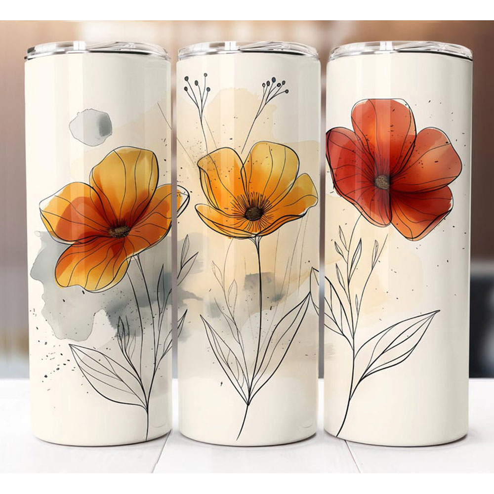 Sunset Bloom Elegance – Boho Skinny Tumbler ()