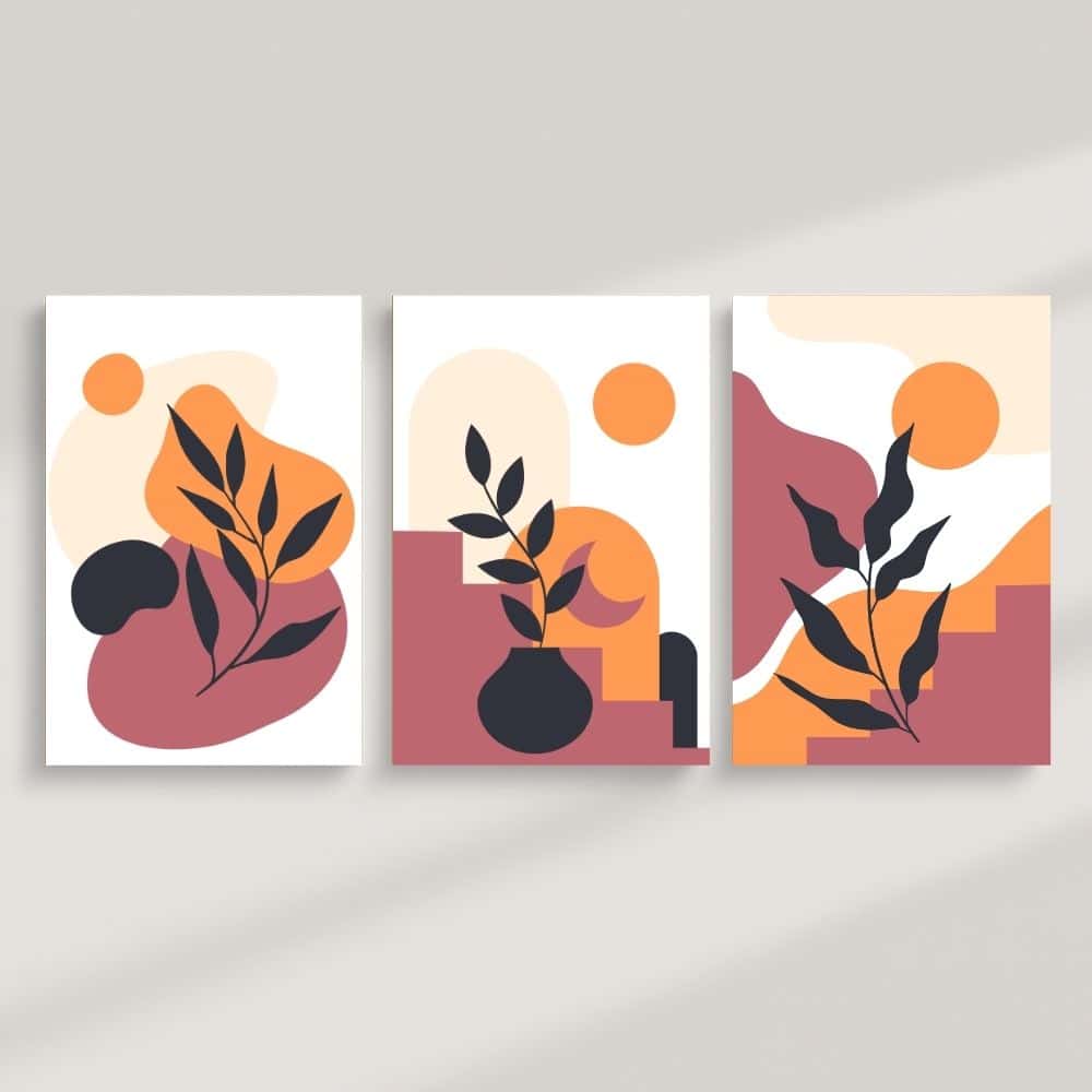 Sunset Hues and Silhouettes – Boho Canvas Wall Art ()