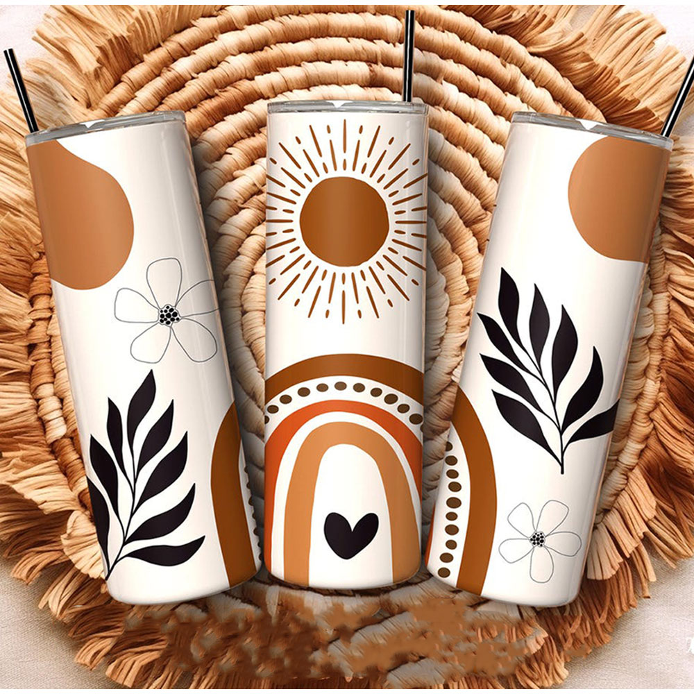 Sunshine & Abstract Nature Joy – Boho Skinny Tumbler
