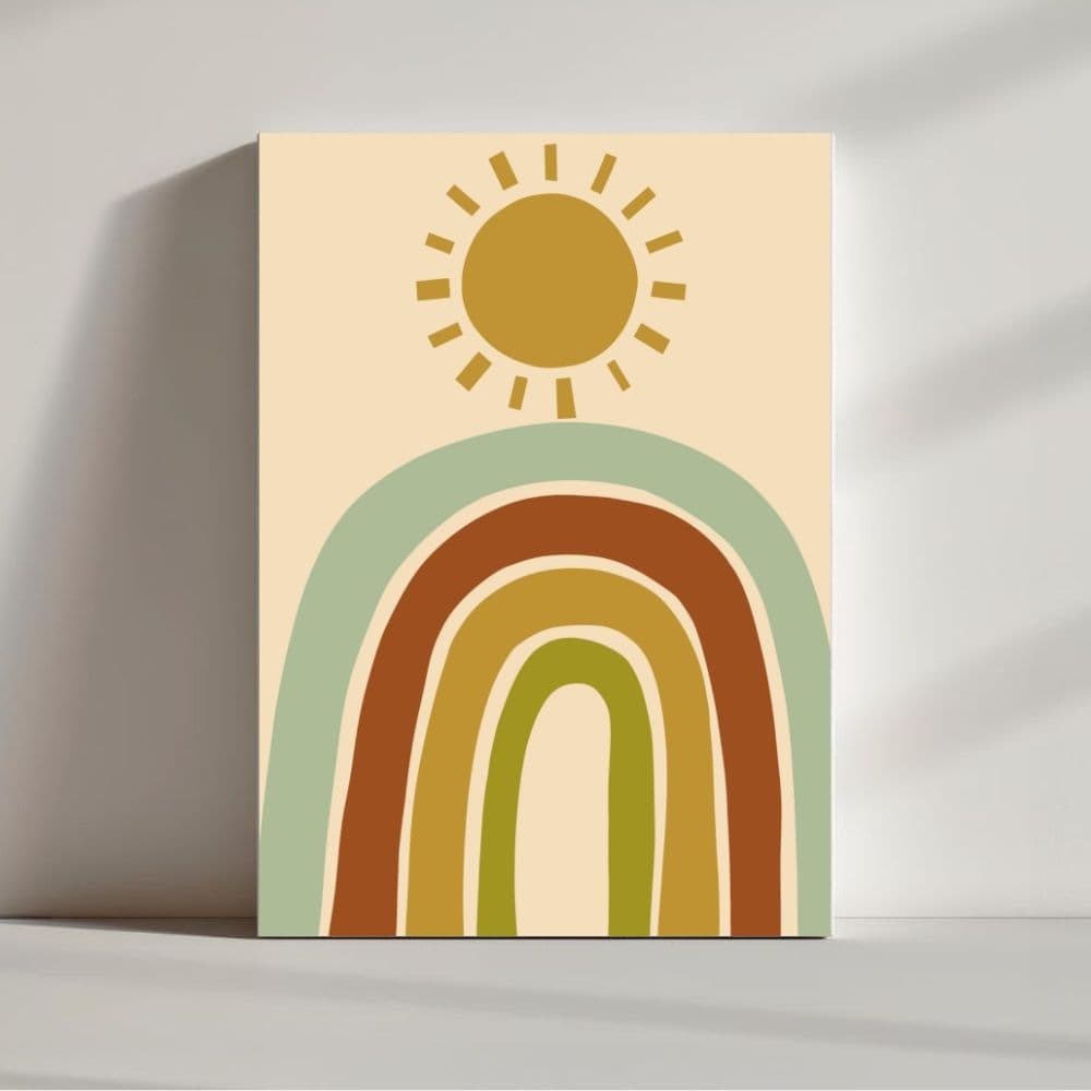 Sunshine & Earth Tones Rainbow – Boho Minimalist Canvas Wall Art ()