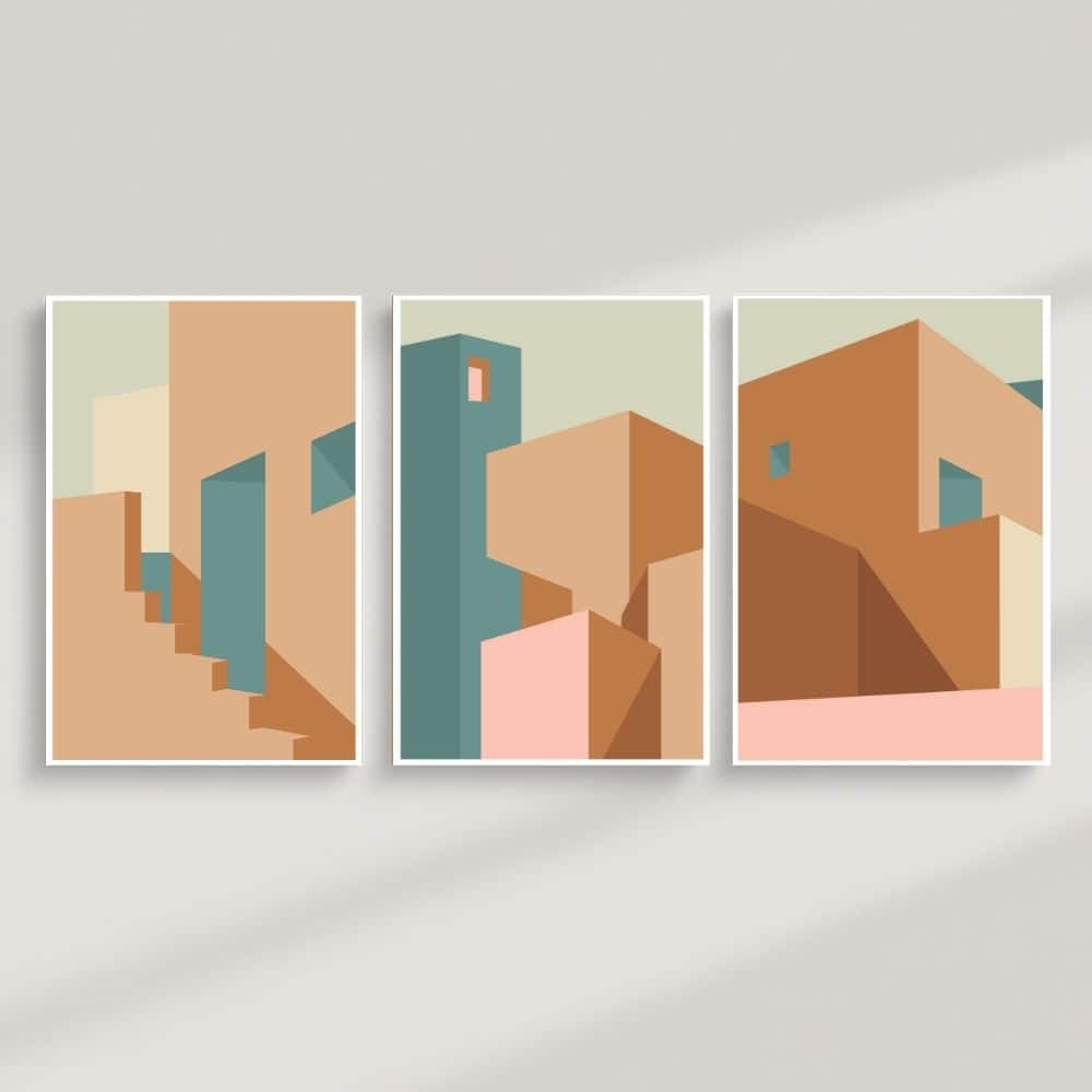 Terracotta Desert Geometry – Boho Canvas Wall Art ()