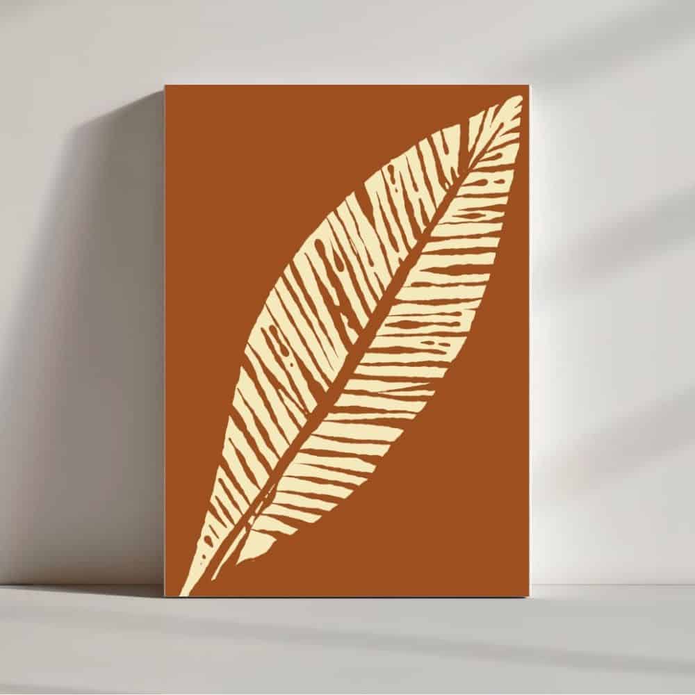 Terracotta Feather – Boho Botanical Canvas Art ()