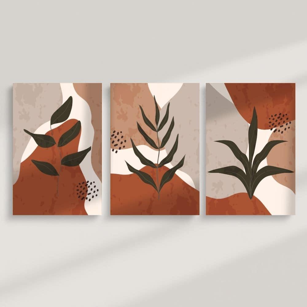Terracotta Harmony Leaves – Boho Canvas Wall Art ()