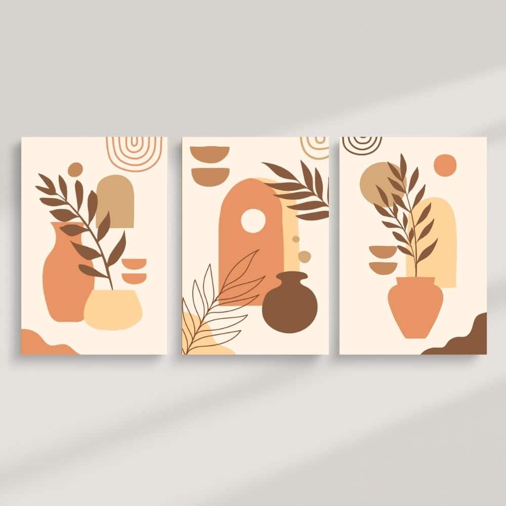 Terracotta Harmony Vases – Boho Canvas Wall Art ()