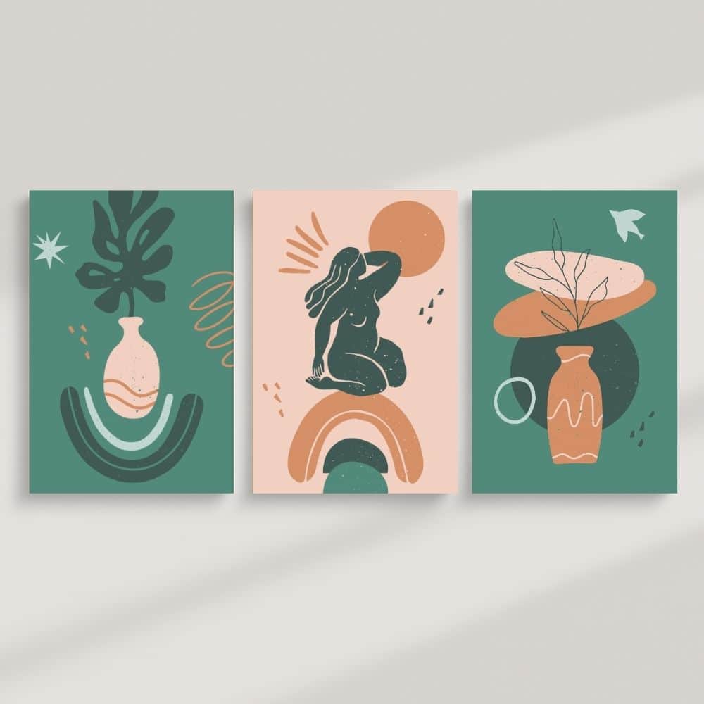 Terracotta Muse & Vase Harmony – Boho Canvas Wall Art ()