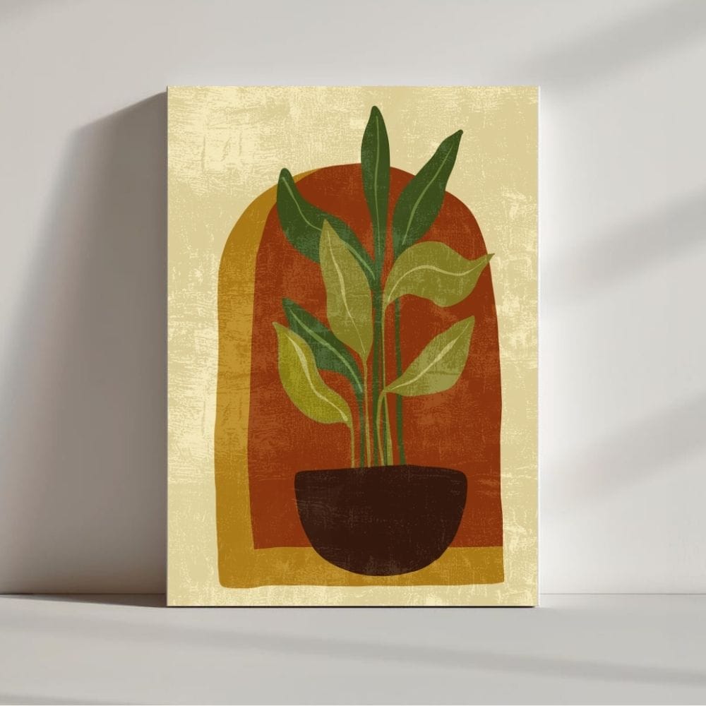 Terracotta Sanctuary – Potted Plant Boho Canvas Wall Art ()