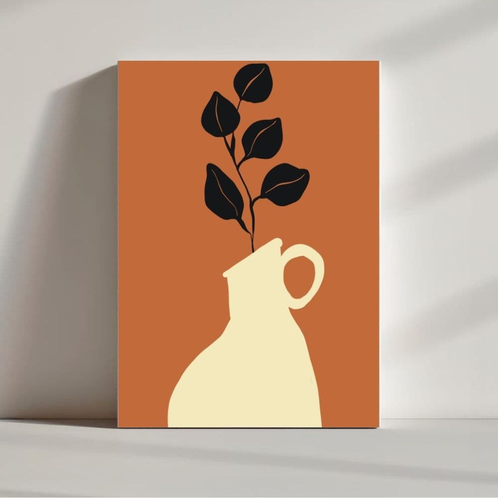 Terracotta Still Life – Boho Minimalist Vase Canvas Art ()