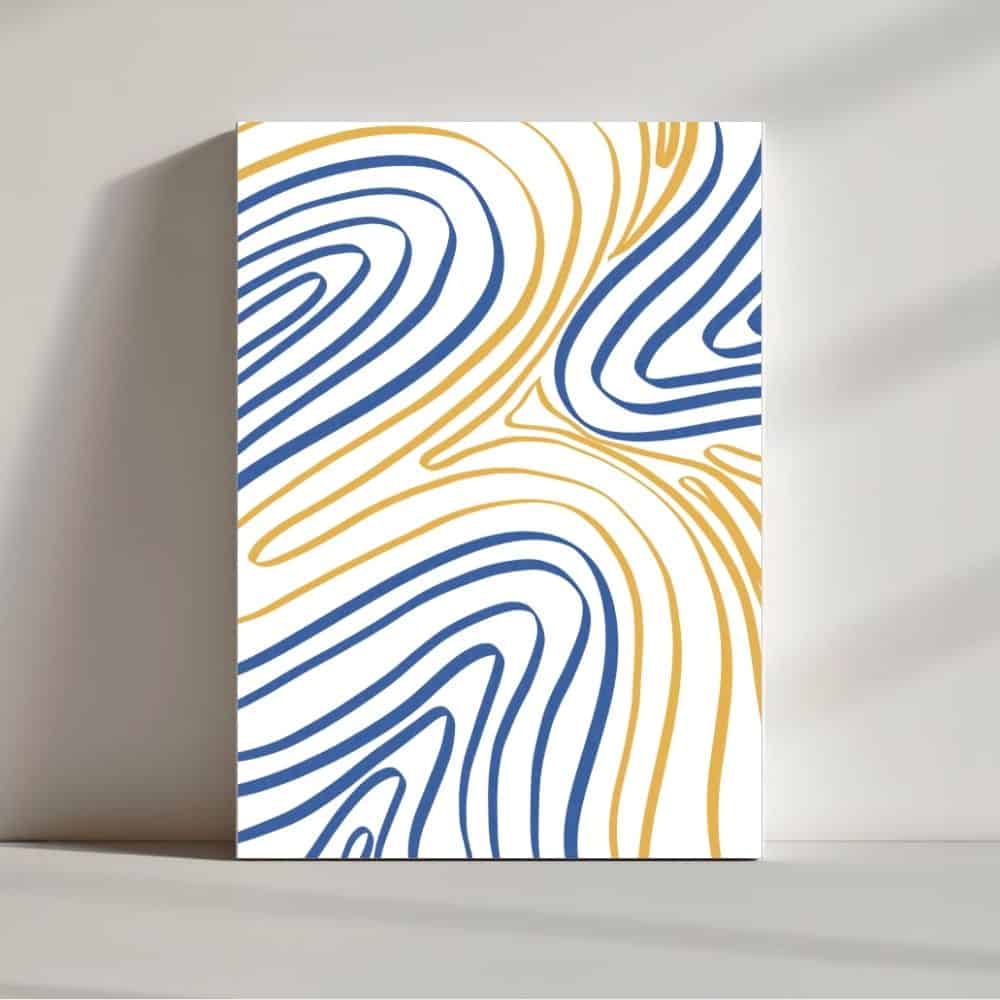 Topographic Waves in Dual Colors – Boho Canvas Wall Art ()