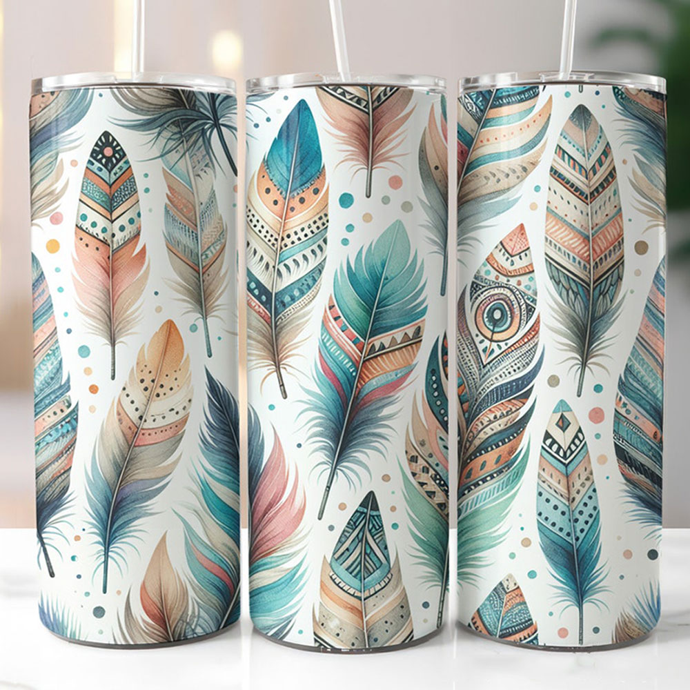 Tribal Feather Spirit Dance – Boho Skinny Tumbler