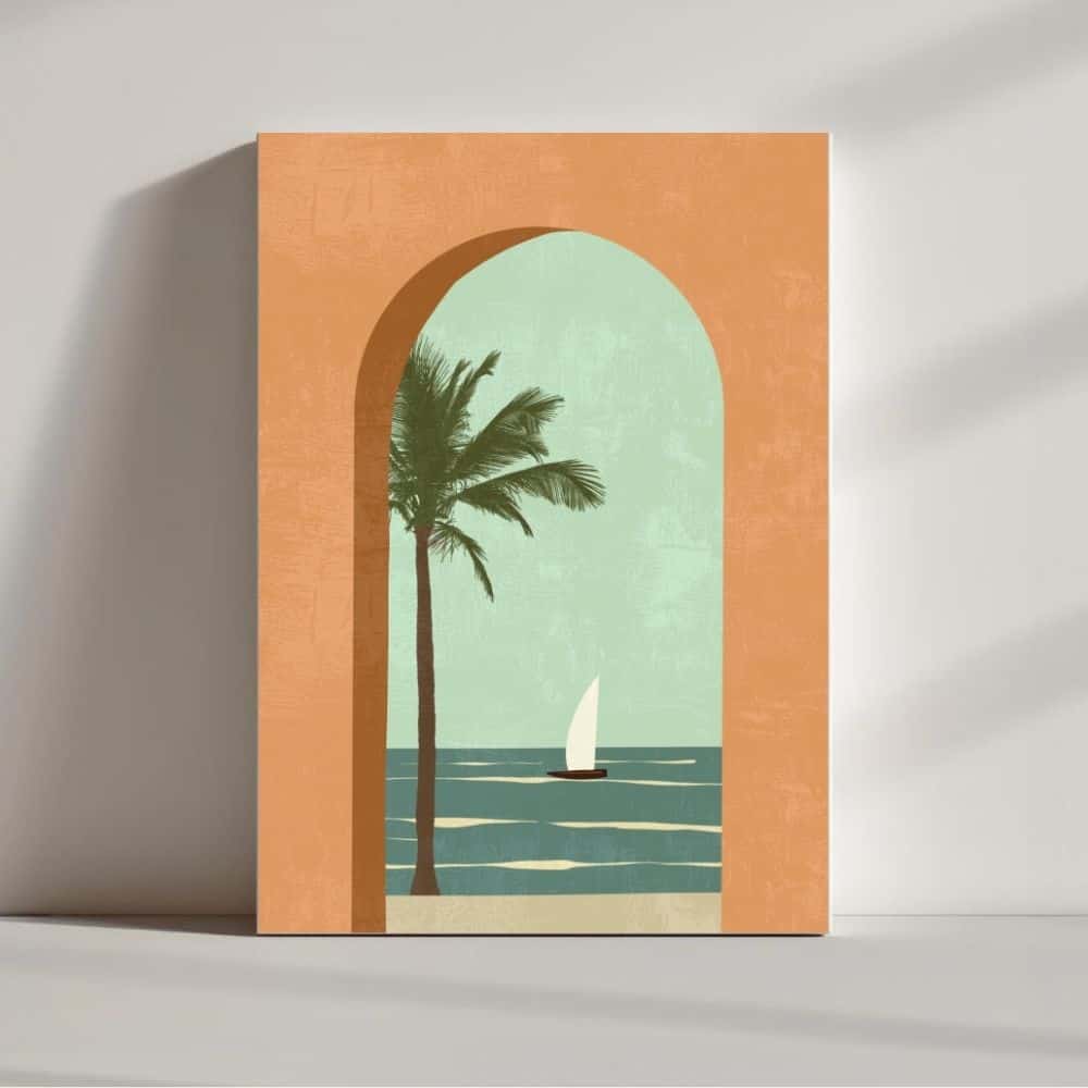 Tropical Archway – Coastal Escape Boho Canvas Art ()
