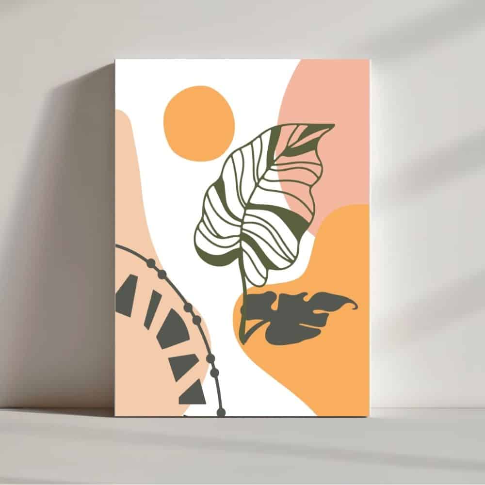 Tropical Balance in Warm Hues – Boho Canvas Wall Art ()