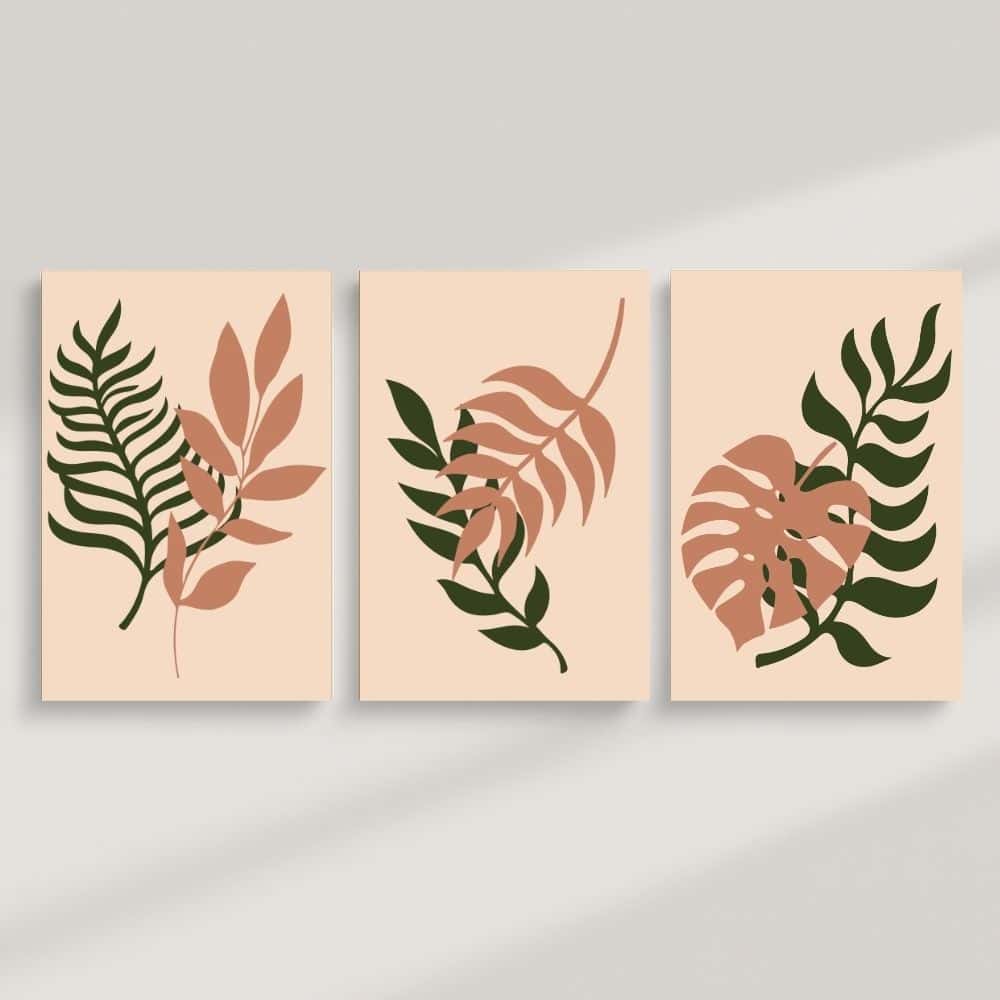 Tropical Leaf Duo Silhouettes – Boho Canvas Wall Art ()