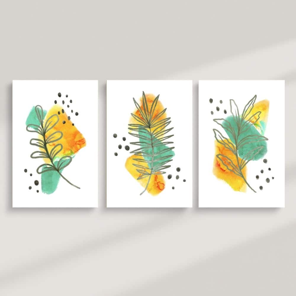 Tropical Leaf Line Art – Boho Canvas Wall Art ()