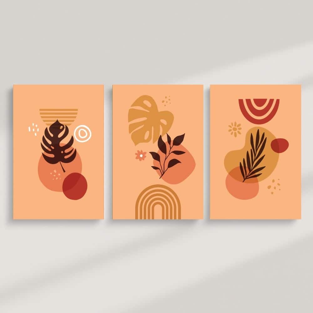 Tropical Terracotta Leaves – Boho Canvas Wall Art ()