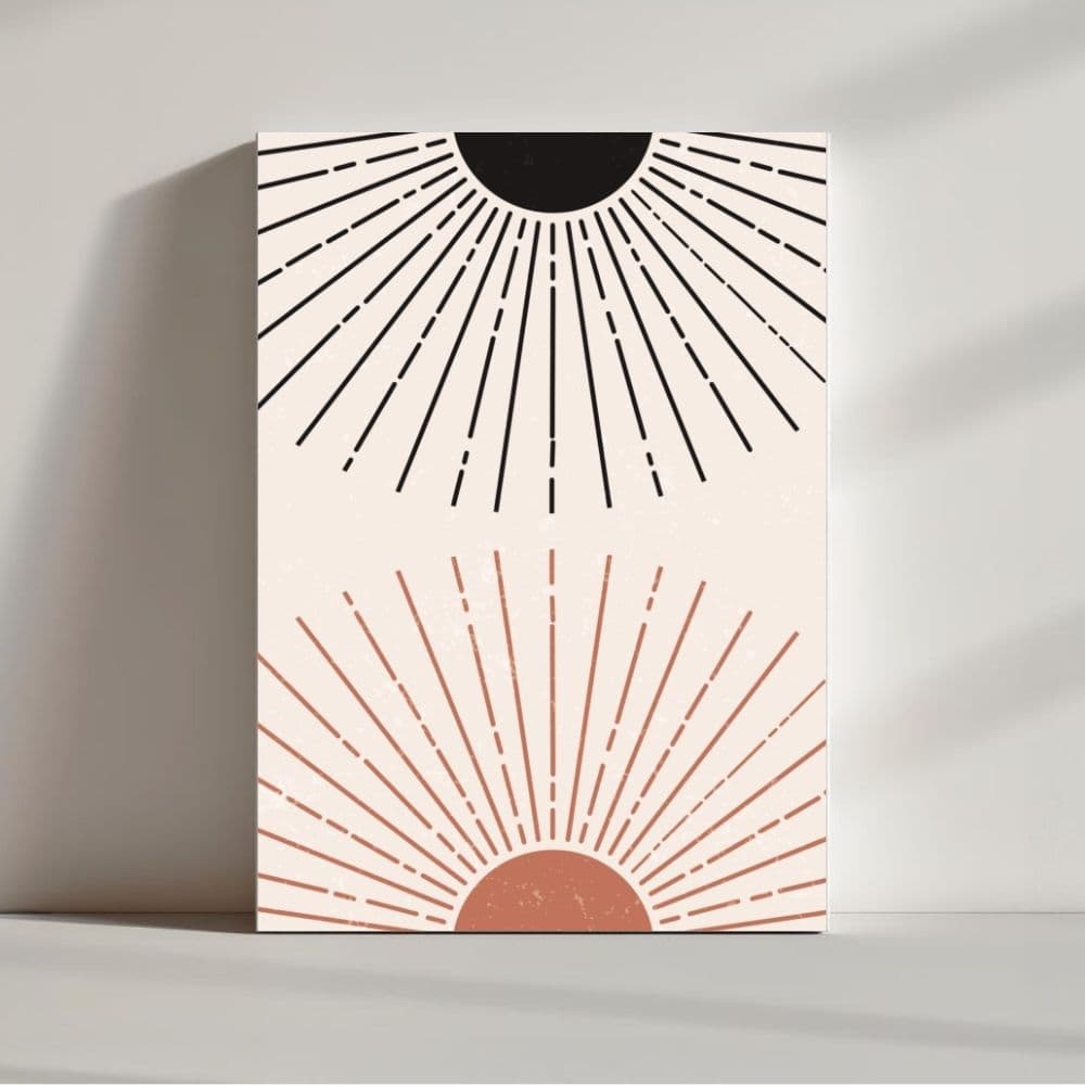 Twin Sunbursts – Minimal Boho Wall Art ()