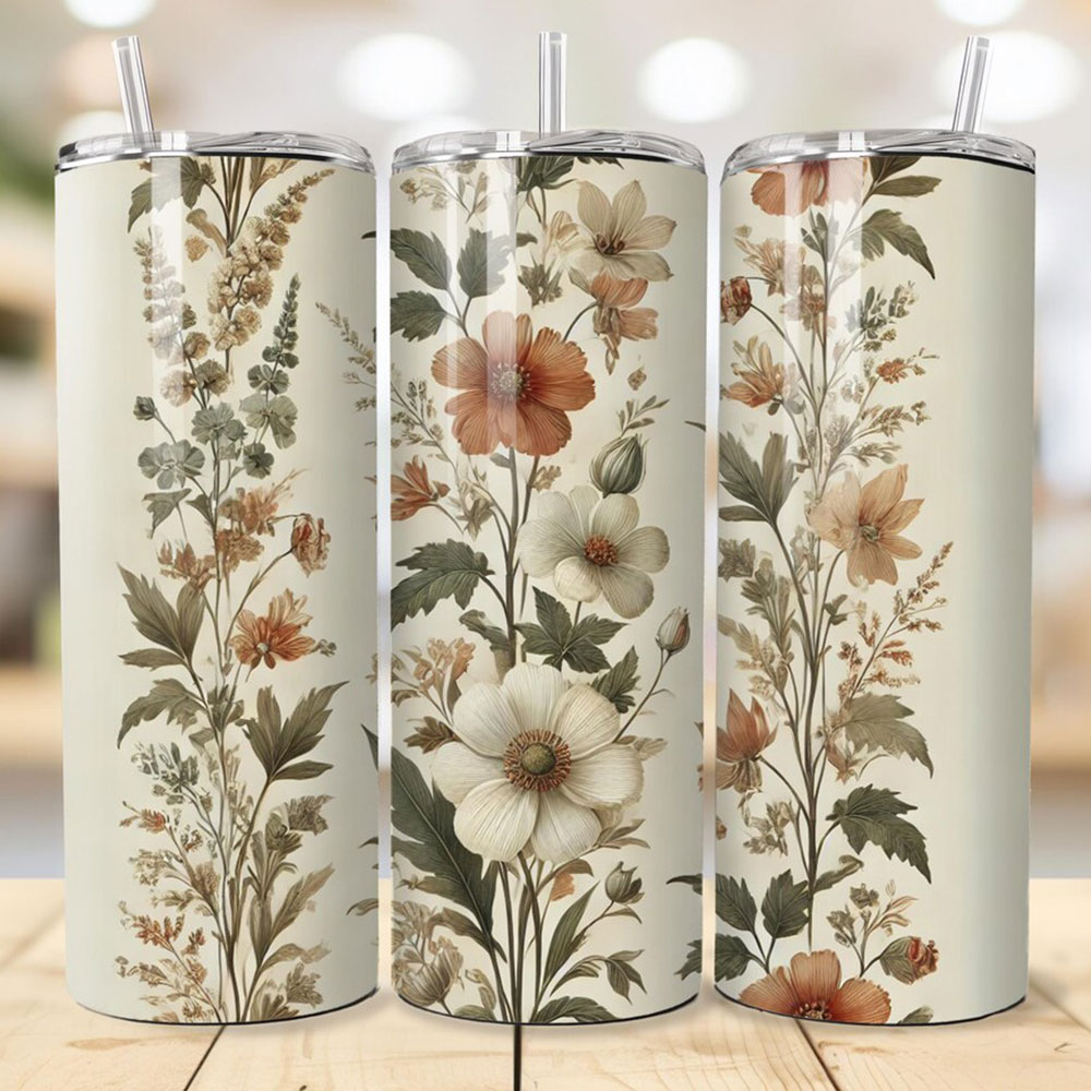 Vintage Botanical Garden Grace – Boho Skinny Tumbler