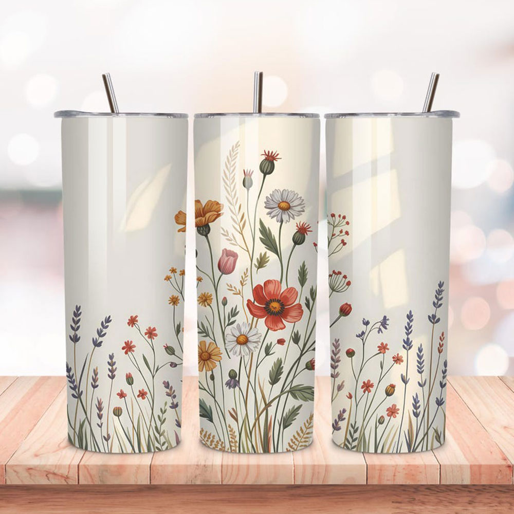 Wildflower Harmony Bloom – Boho Skinny Tumbler