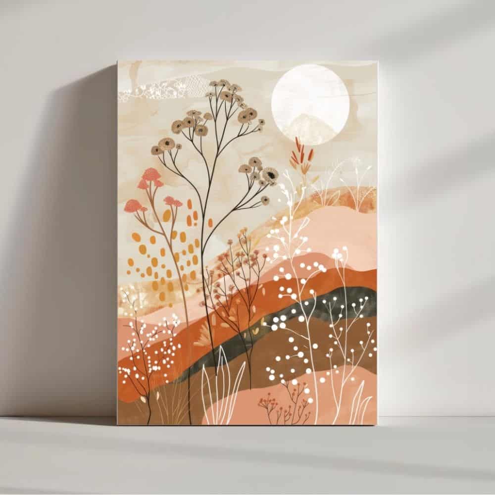 Wildflower Moonrise – Boho Canvas Wall Art ()