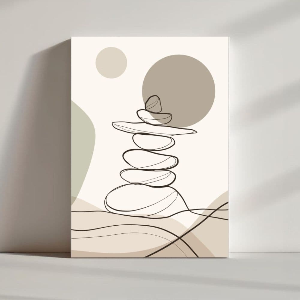 Zen Balance in Earth Tones – Boho Canvas Wall Art ()