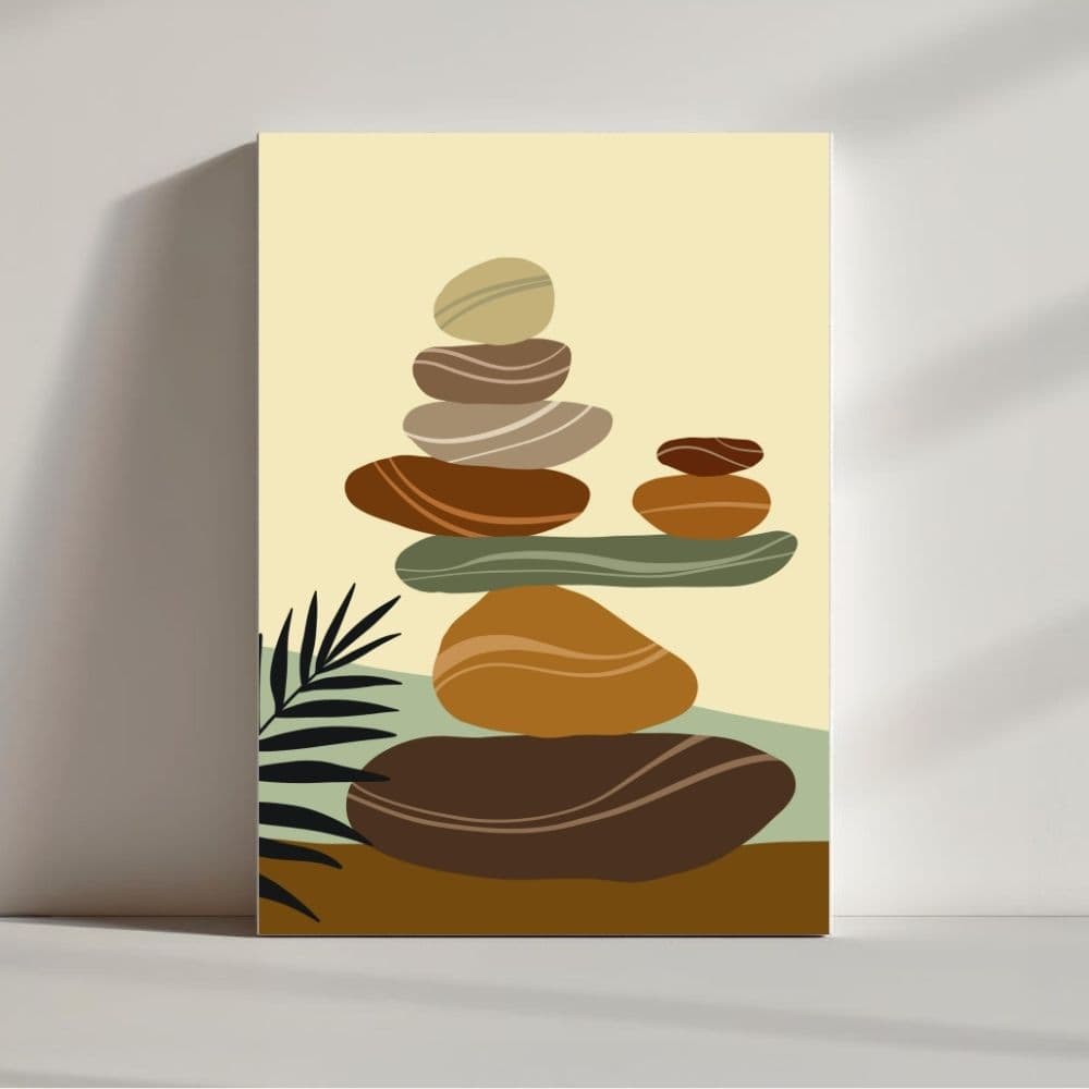 Zen Balance – Modern Boho Stone Stack Canvas Wall Art ()